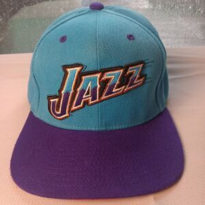Mitchell & Ness Utah Jazz Snapback Hat Teal Purple HWC Adjustable Cap-classic